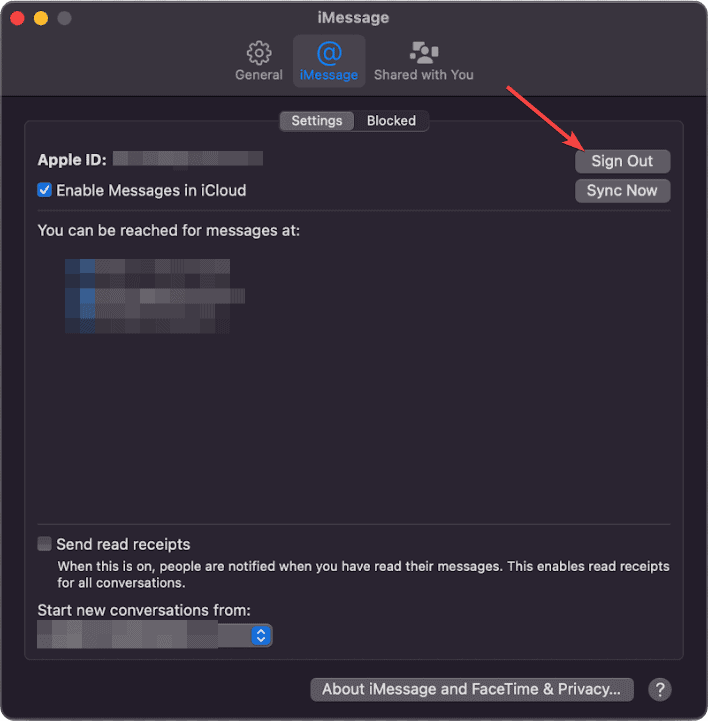 signing out imessage apple id macos