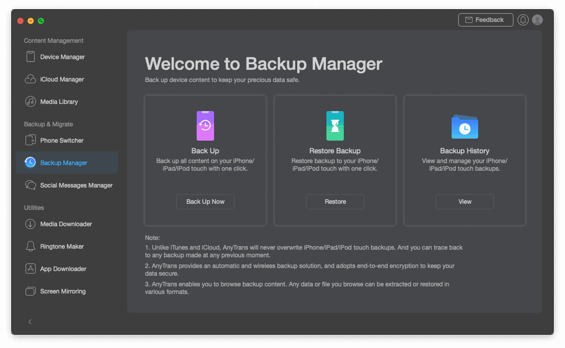 AnyTrans Backup Manager