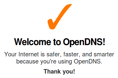 opendns welcome dns change success